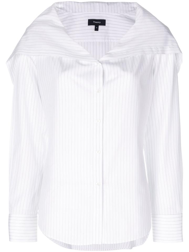 Theory Striped Collared Shirt - White