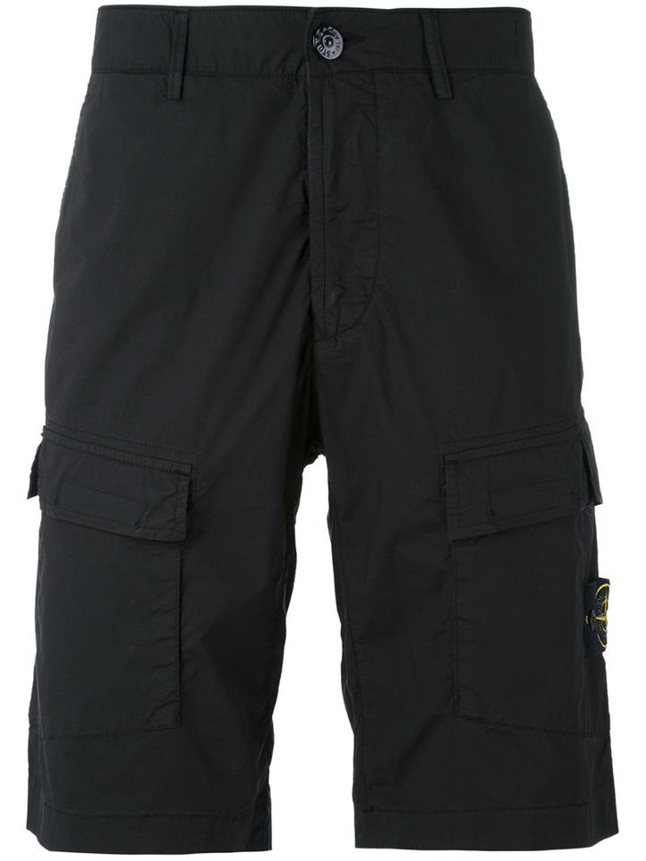 Stone Island - Logo Patch Cargo Shorts - Men - Cotton/spandex/elastane - 36, Black, Cotton/spandex/elastane