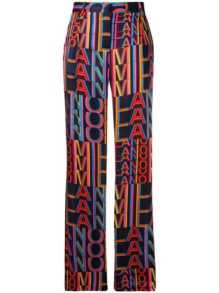 Msgm Printed Wide-leg Trousers - Multicolour
