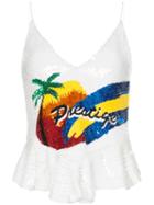 Filles A Papa V-neck Sequin Embellished Top - White