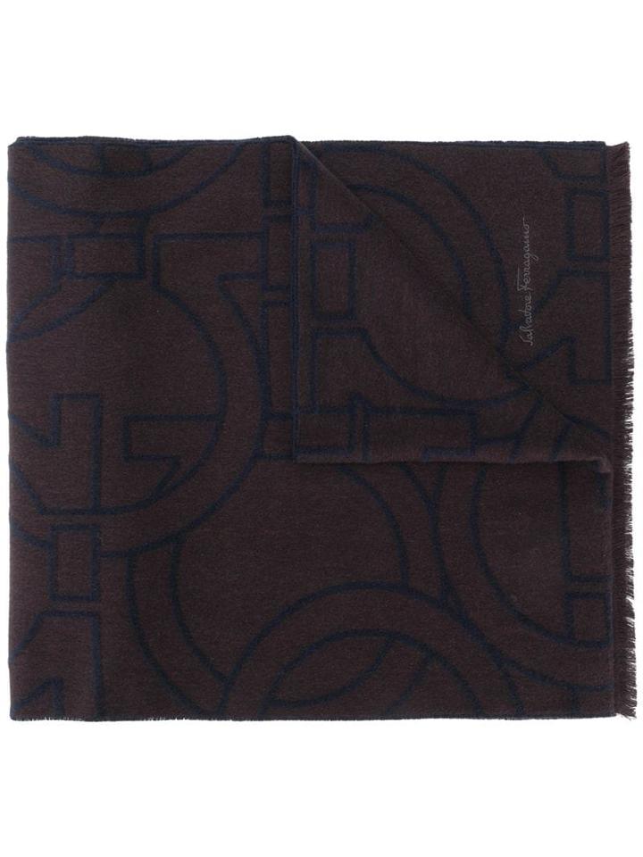 Salvatore Ferragamo Logo Scarf - Brown
