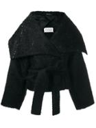 Maison Margiela Oversized Collar Cropped Jacket, Women's, Size: 40, Black, Cotton/polyamide/alpaca