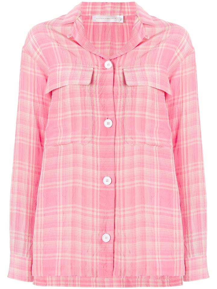 Victoria Beckham Checked Shirt - Pink & Purple