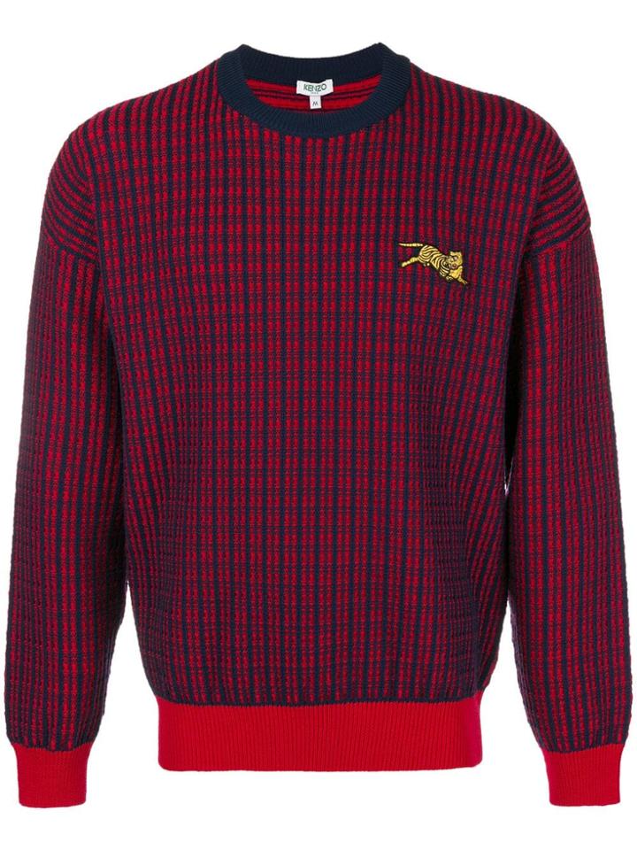 Kenzo Check Knit Sweater - Red