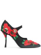 Dolce & Gabbana Mary Jane Floral Pumps - Black