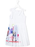 Simonetta Flared Dress, Kids Unisex, Size: 12 Yrs, White, Cotton