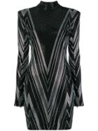 Balmain Chevron Sequin Mini-dress - Black