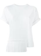 Mm6 Maison Margiela Asymmetric Pleated Hem T-shirt, Women's, Size: Xs, White, Viscose/polyester