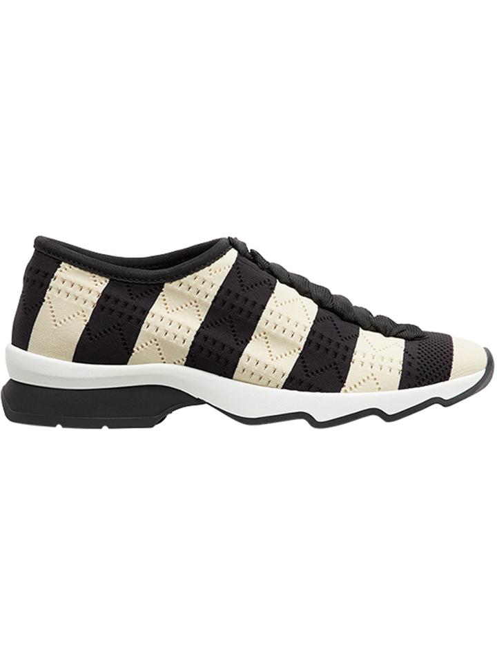 Fendi Striped Open Work Sneakers - Black