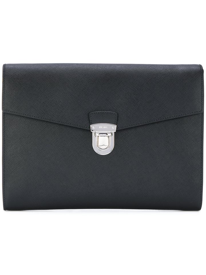 Prada Clasp Pouch Clutch Bag - Black