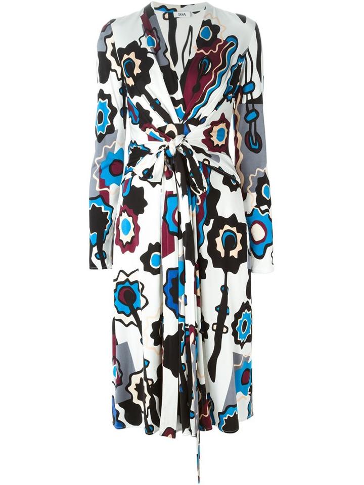 Issa Longlseeved Floral Print Dress, Women's, Size: 4, White, Silk/rayon