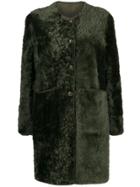 Tory Burch Textured Shearling Coat - Green