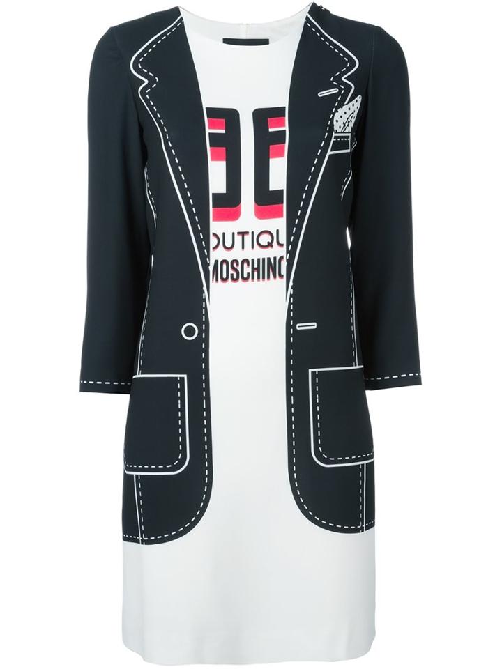 Boutique Moschino Blazer Print Dress, Women's, Size: 44, Black, Polyester/other Fibers