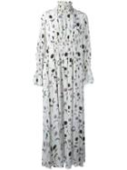 Kenzo 'dandelion' Smocked Maxi Dress, Women's, Size: 38, White, Silk