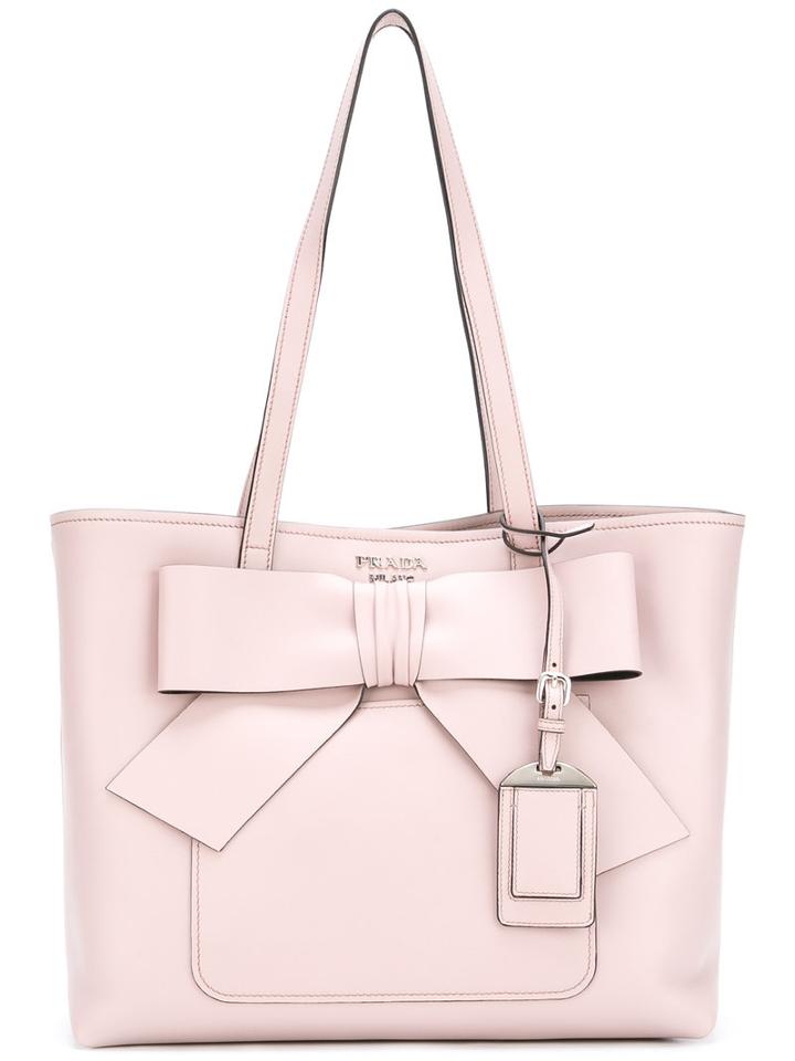 Prada - Logo Plaque Tote - Women - Leather - One Size, Women's, Pink/purple, Leather