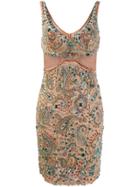 Roberto Cavalli Embellished Tube Mini Dress - Neutrals