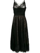 Rochas Layered Lace Midi Dress - Black