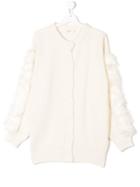 Andorine Teen Faux Fur Trimmed Knit Cardigan - Neutrals