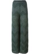 M Missoni Zigzag Knitted Pants, Women's, Size: 40, Green, Polyamide/polyester/metallic Fibre