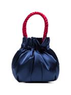 Staud Blue Grace Satin Bucket Bag