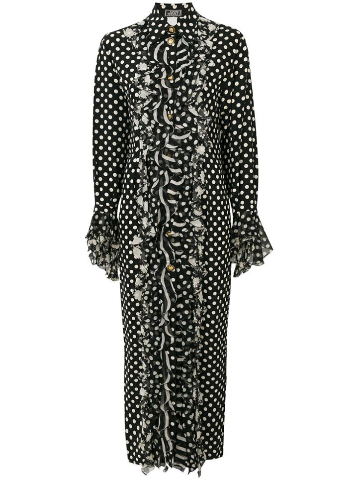 Versace Vintage Dots Filled Dress - Black