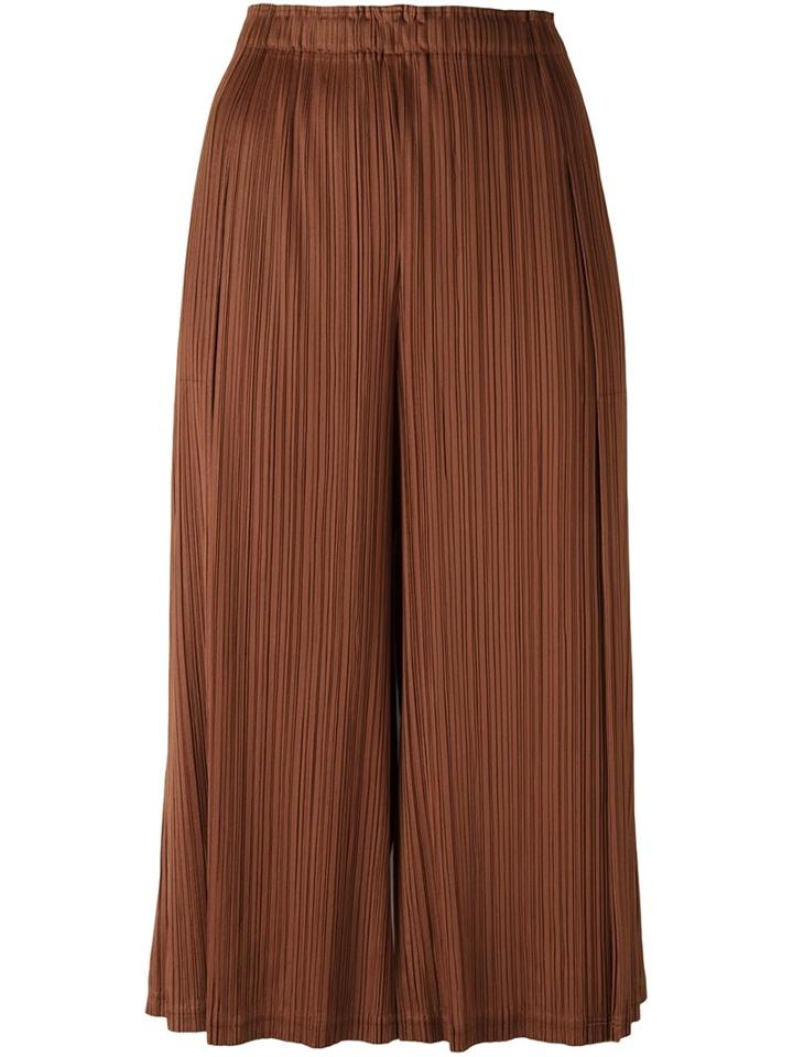 Pleats Please By Issey Miyake Plissé Culottes, Women's, Size: 3, Brown, Polyester