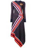 Temperley London Asymmetric Striped Dress - Blue