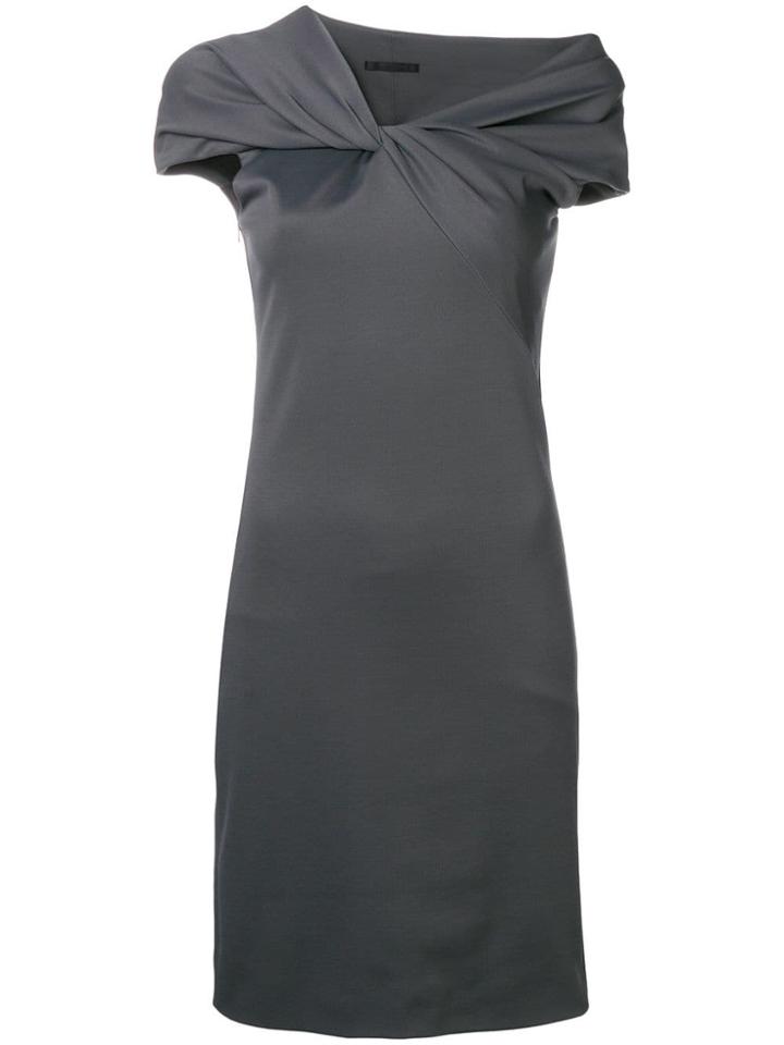Helmut Lang Twist Neck Pencil Dress - Grey