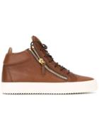 Giuseppe Zanotti Design Kris Hi-top Sneakers, Men's, Size: 39, Brown, Calf Leather/leather/rubber