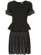 Ingie Paris Jacquard Pleated Mini Dress - Black