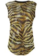 Balmain Tiger Print Top, Women's, Size: 38, Black, Silk