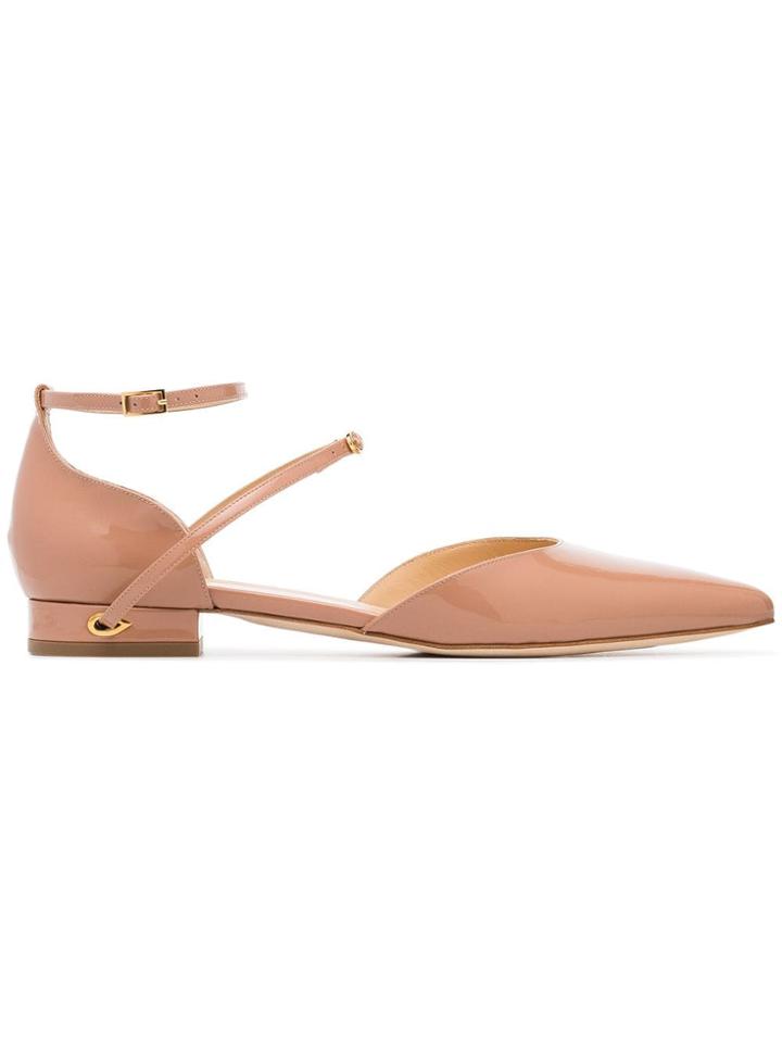 Jennifer Chamandi Nude Enrico 20 Patent Leather Flat Pumps - Nude &