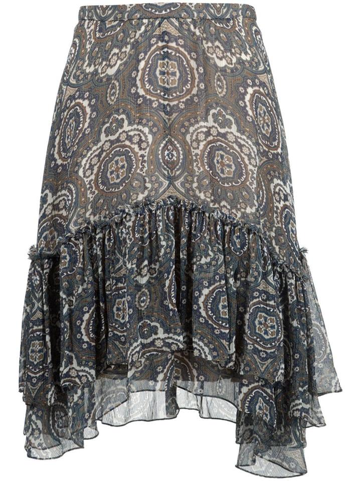 Chloé Tile Print Ruffled Skirt - Brown