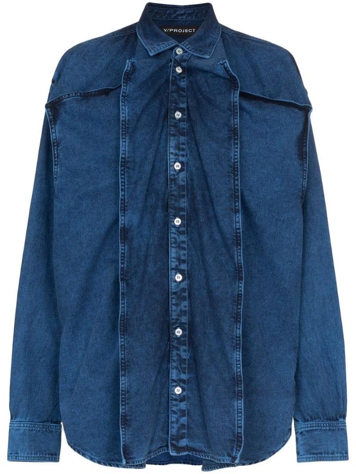 Y/project Oversized Button-down Denim Shirt - Blue