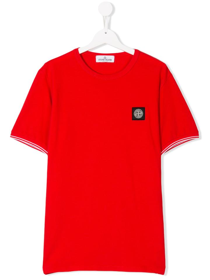 Stone Island Junior Logo Plaque T-shirt - Red