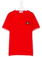 Stone Island Junior Logo Plaque T-shirt - Red