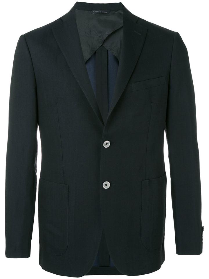 Tonello - Contrast Pocket Blazer - Men - Virgin Wool/linen/flax/cupro - 50, Blue, Virgin Wool/linen/flax/cupro