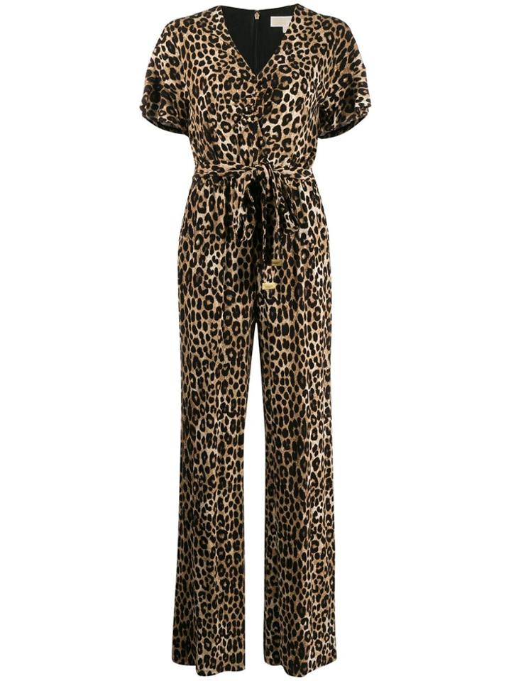 Michael Kors Collection Leopard Print Jumpsuit - Brown