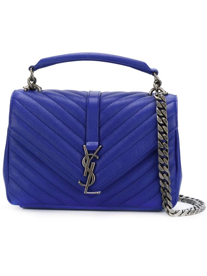 Saint Laurent Medium 'collège Monogram' Tote, Women's, Blue