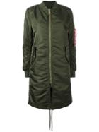 Alpha Industries Ruched Parka Coat, Women's, Size: Medium, Green, Nylon/polyester