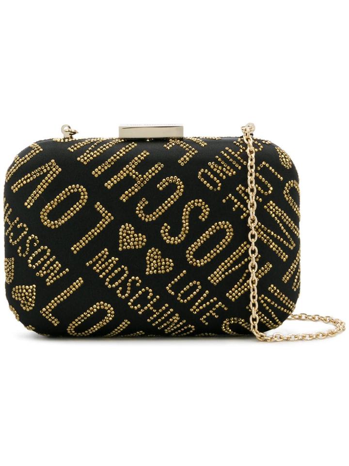 Love Moschino Studded Logo Clutch - Black