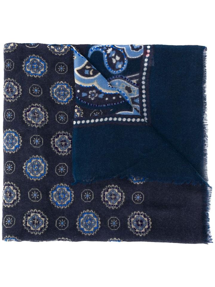 Altea Multi-print Fine Knit Scarf - Blue