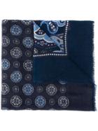 Altea Multi-print Fine Knit Scarf - Blue