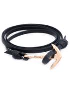 Miansai Anchor Wrap Bracelet, Adult Unisex, Blue, Leather/rose Gold Plated Steel
