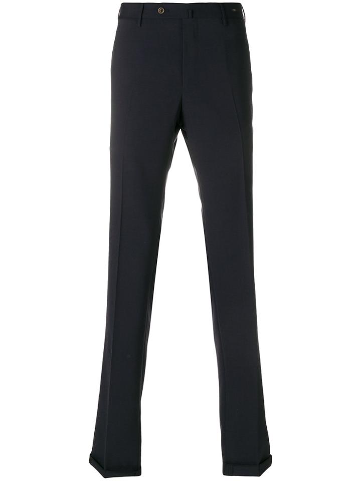 Pt01 Crease Slim Fit Trousers - Blue