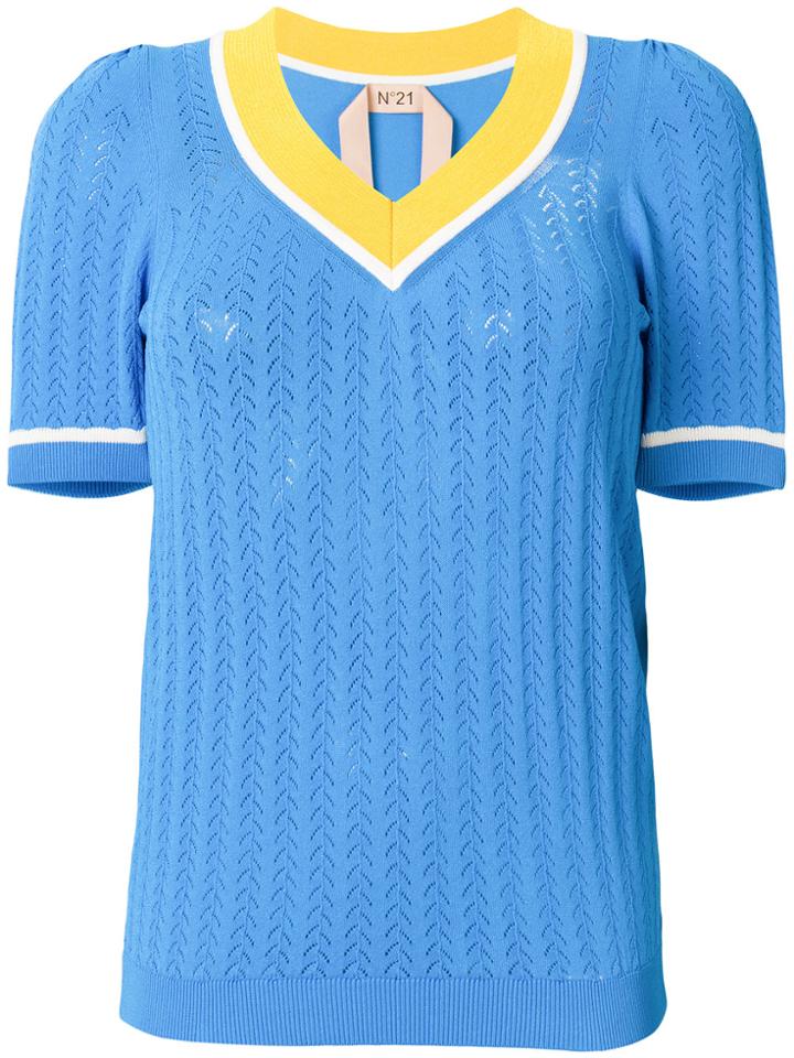No21 Pointelle Knit Jumper - Blue