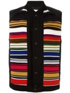 Facetasm - Contrast Stripe Vest - Men - Calf Leather/nylon/cupro/wool - Iv, Black, Calf Leather/nylon/cupro/wool