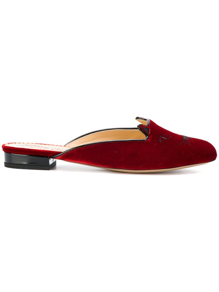 Charlotte Olympia Kitty Slippers - Red