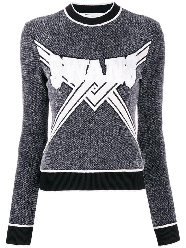 Off-white Crew Neck Knitted Logo Top - Grey