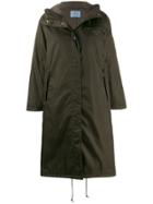 Prada Hooded Gabardine Style Coat - Green